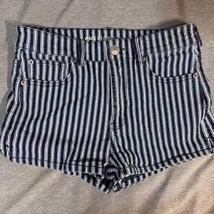 Striped jean shorts